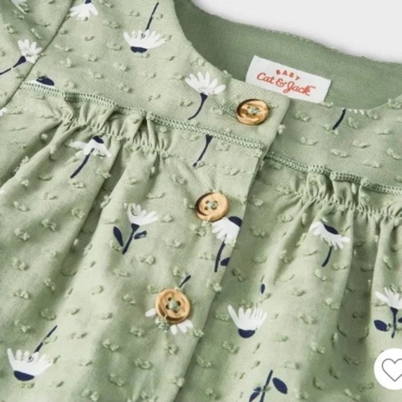 Cat & Jack Baby Girls’ Clip Dobby Top & Bottom Set - Sage Green Size NB - Picture 2 of 5